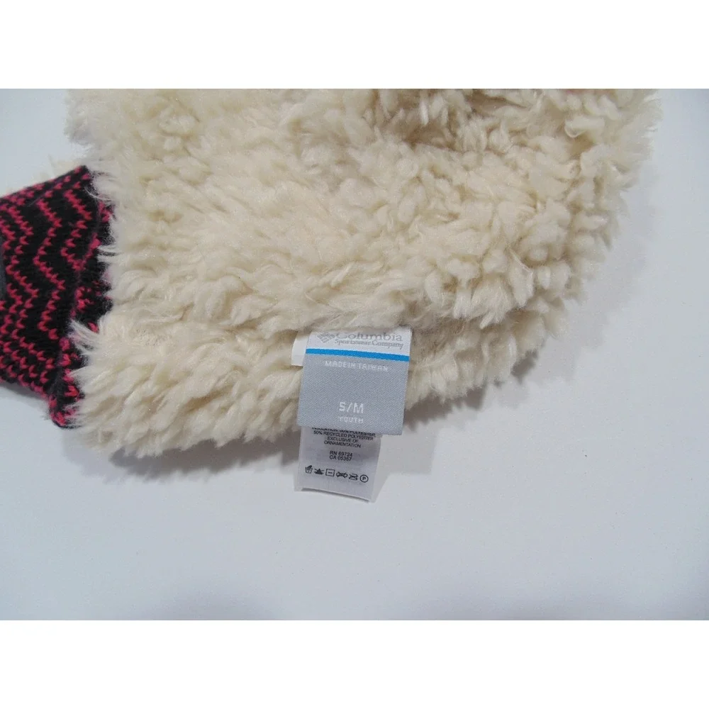 Kid's Columbia Winter Trapper‎ Hat w/Ear Flaps Size S/M Youth Black / Pink